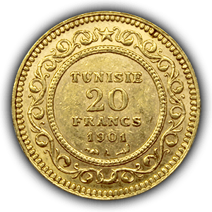 piece-or-20-Francs-Tunisie-1901-revers-comptoir-achat-or-et-argent-nantes